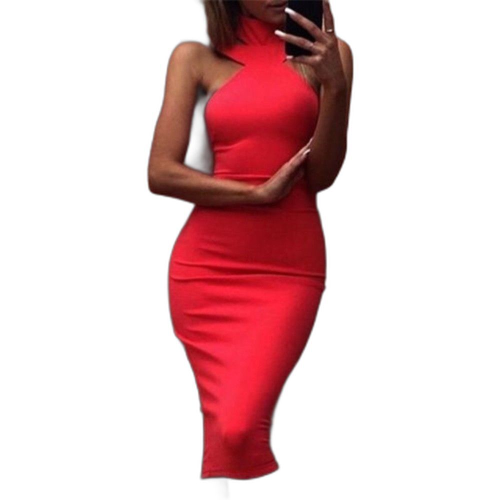 LPA Revolve Red Halter Sleeveless Bodycon Cocktail Dress size large